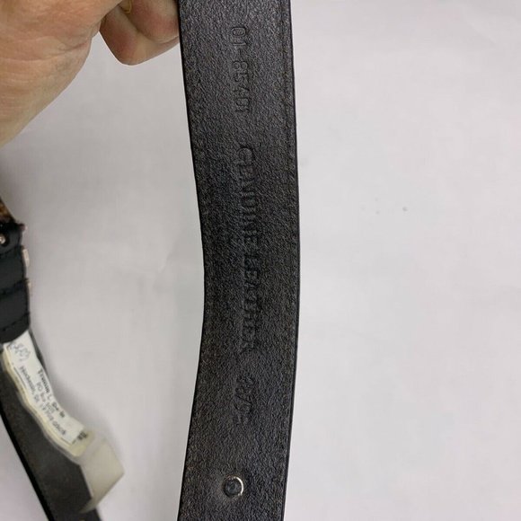 Vtg Western Style Engraved Silver Detail Belt - Picture 4 of 7